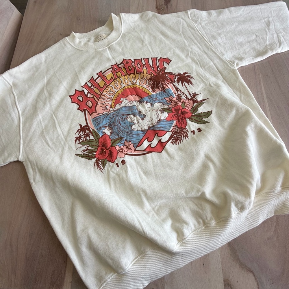 Billabong Womens Ride In Crewneck Sweatshirt New With Tags White Women’s Medium